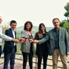 Teresa Jordà, junto a la directora del INCAVI, Alba Balcells, el director del IRTA, Josep Usall, el rector de la URV y presidente del VITEC, Josep Pallarès.