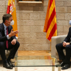 Un moment de la reunió entre el president de la Generalitat, Pere Aragonès, i el president del govern espanyol, Pedro Sánchez.