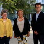 Mercè Gisbert, Maria José Figueras y Josep Pallarès, en el campus Cataluña.