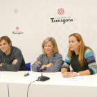 Els regidors de JxTGN Nadal, Vidal i Guzmán durant la roda de premsa que van oferir ahir.