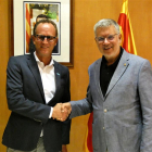 L'alcalde de Tarragona, Pau Ricomà i el director del centre de producció de BASF a Tarragona, Benjamin Hepfer