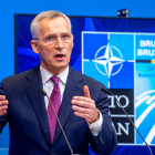 El secretario general de la OTAN, Jens Stoltenberg, en una rueda de prensa.