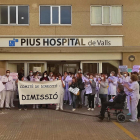 Imatge de la protesta dels treballadors a l'Hospital Pius de Valls.