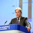 El eurocomisario de Economía, Paolo Gentiloni, durante la presentación de las previsiones económicas del otoño.