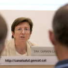 La secretaria de Salud Pública, Carmen Cabezas, en una rueda de prensa en la Agencia de Salud Pública de Cataluña, en Barcelona.