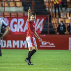 Javi Bonilla celebrant el gol de la victòria contra el Castellón.