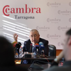 Andreu Suriol, a la seu de la Cambra de Comerç durant la roda de premsa.