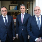 Els consellers Rull i Baiget i el ministre De la Serna, a l'acte de la Mesa del Corredor Mediterrani, al Centre Blanquerna de Madrid.