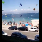 Captura de imagen del vídeo donde se puede ver como afectó al viento en la playa.