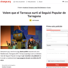 La petición la ha presentado la CUP de Tarragona, según aparece a la página.