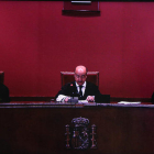 Imagen del Tribunal Superior de Justicia de Cataluña TSJC leyendo la sentencia del juicio del 9-N, imagen de una pantalla el 13 de marzo de 2017