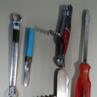 Las herramientas con las cuales los presuntos ladrones habrían cometido los tres robos.