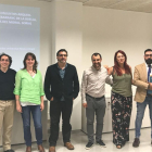 Membres del tribunal amb el nou doctorand. D'esquerra a dreta, José Yravedra (Universidad Complutense de Madrid), Rosa Huguet (IPHES),  Philippe Fernandez (Aix en Provance), Antonio Pineda, Palmira Saladié (IPHES) i Antonio Rodríguez.