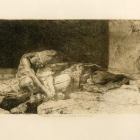 Una de les obres calcogràfiques de Mariano Fortuny i Madrazo: 'Àrab vetllant el cos del seu amic'
