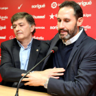L'ex entrenador grana, Vicente Moreno i el President del Nàstic, Josep Maria Andreu.
