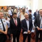 El cap de la regió policial del Camp de Tarragona, l'intendent Jaume Giné; el director general de la Policia, Albert Batlle; el delegat del Govern, Òscar Peris, i el director d'Interior, Juan Carlos de la Monja, el 31 de maig del 2016