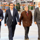Ballesteros acompanyat del coordinador dels Jocs, Javier Villamayor, el regidor José Luis Martín i el delegat del govern, Enric Millo.