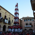 5de9f de la Colla Vella dels Xiquets de Valls a la Diada de les Cultures celebrada a la plaça del Pou.