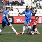 Suzuki, durante una acción del Nàstic Almeria en el Nou Estadi, partido que acabó con derrota (0-1).