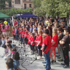 Un moment de la cantada, que va tenir lloc a la plaça del Pati.