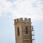 Las obras de restauración de la almena del Campanario de Conesa han durado cerca de un mes.