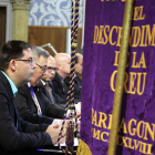 El periodista Carles Cortés, ahir durant la presentació de l'opuscle a l'església de Sant Agustí.