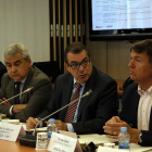 El conseller d'Interior, Jordi Jané, presideix la comissió de Protecció Civil per homologar el Pla de risc per ventades, amb els directors generals Juli Gendrau i Joan Delort i el secretari general, Cèsar Puig.