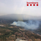 Imatge aèria de l'incendi que crema a Vilaverd.