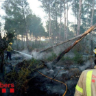 Imatge del bosc cremat a Rasquera mentre actuaven els bombers