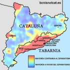 Mapa de la zona que formaría Tabarnia, la comunidad autónoma que se separaría de Barcelona y que pide 'Barcelona is not Catalonia'.