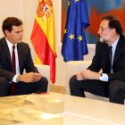 Imagen de la reunión entre Mariano Rajoy y el líder de Cs, Albert Rivera, a la Moncloa, el 2 de octubre de 2017.