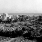 Vista de las huertas que rodeaban la ciudad a inicios de los años cincuenta, casi junto a la Plaza de Toros.