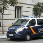Imagen del furgón de la policía española con Oriol Junqueras dentro llegando a la puerta del Tribunal Supremo el 4 de enero del 2017.