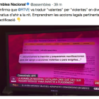 L'ANC acompanya la piulada d'un vídeo de la notícia emesa al canal '24 horas' de RTVE.