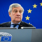 El president del Parlament Europeu, Antonio Tajani, durant la sessió plenària d'Estrasburg el 4 d'octubre.