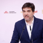 El portavoz de ERC, Sergi Sabrià, en rueda de prensa el 15 de enero de 2018.