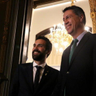 El president del Parlament, Roger Torrent, rep el president del PPC, Xavier García Albiol, en el marc de la roda de contactes del mes de març.