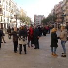 Parte del grupo de jubilados que protestaron por las pensiones a la plaza de la Font.