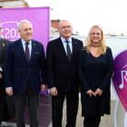 Foto de grupo con Jordi Agràs (Generalidad), Josep Poblet (Diputación), Carles Pellicer (alcalde de Reus) y Montserrat Caelles (concejala de Cultura), durante la presentación de la Ciudad de la Música 2018.