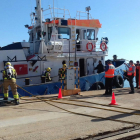 Imatge del simulacre realitzat aquest dimecres al port de Sant Carles de la Ràpita.