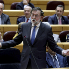 El presidente del Gobierno español Mariano Rajoy durante la sesión de control en el Senado.