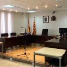 La Sala de vistas de la nueva oficina judicial de Gandesa.