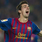 Isaac Cuenca celebrant un gol amb el Barça