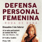 Cartell de la sessió de defensa personal per a dones.