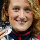 Imatge de Mireia Belmonte amb la seva medalla de plata al Mundial de Natació de Barcelona.