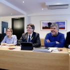 Carles Puigdemont, Elsa Artadi, Albert Batet y Eduard Pujol durante la reunión de JxCat en Bruselas.