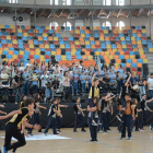 Els nens i nenes han cantat juntament al PeTaCa l'himne dels Jocs del Meditarrani 2018.