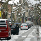 Imatge d'un carrer d'Alforja ple de neu.