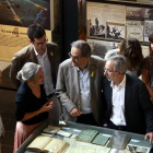 El president de la Generalitat, Quim Torra, i l'alcalde de Granollers, Josep Mayoral, visitant les exposicions sobre la Guerra Civil al museu de la ciutat.