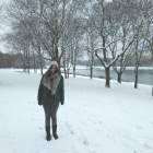 La vallenca Anna Olivé a la seva actual ciutat, Stevenage, on al desembre va nevar molt.